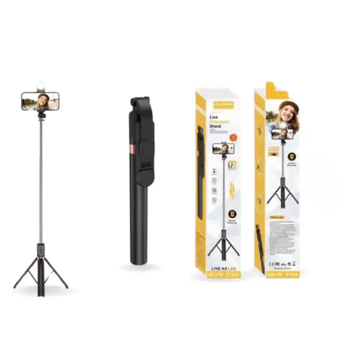 PLOKAMA LIVE-K9 Live Selfie Stand With Rechargeable Light (5.7 Feet)